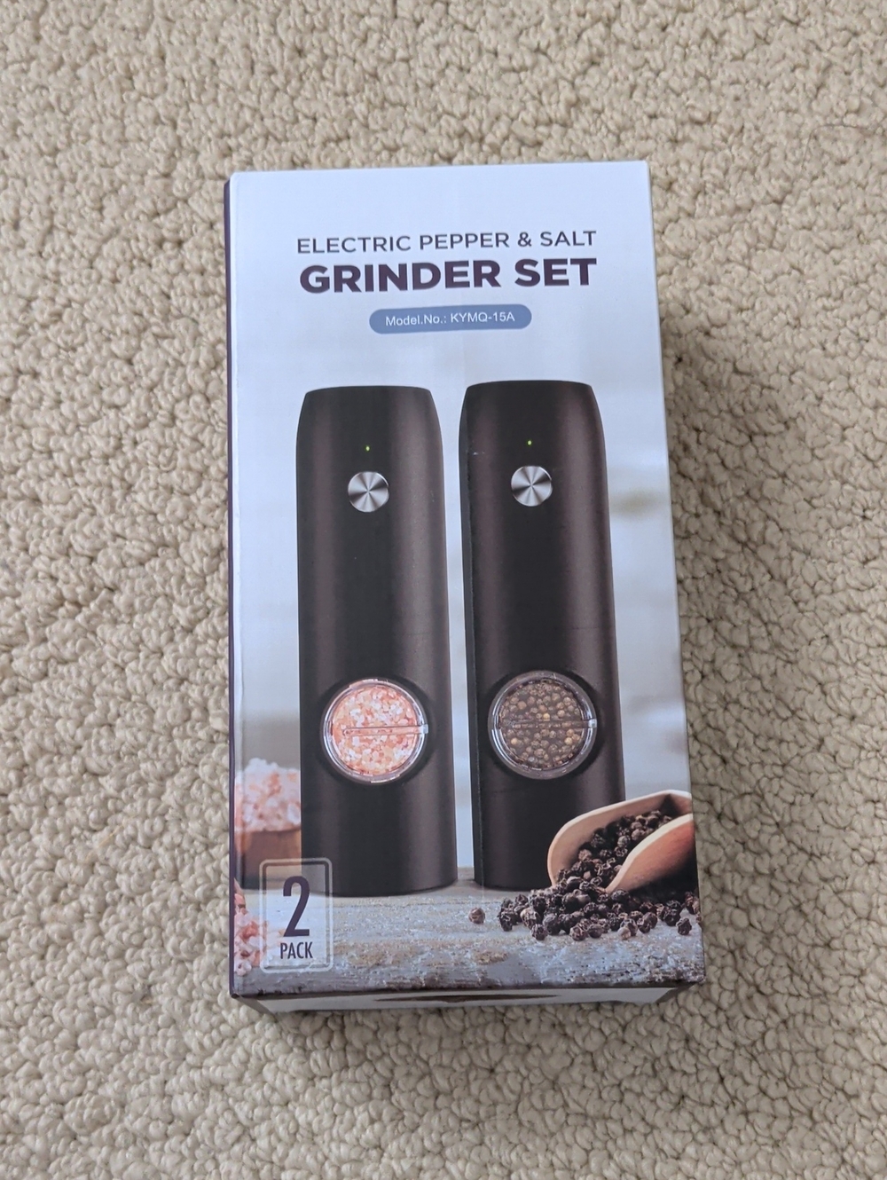 Electric Pepper & Salt Grinder Set - Black